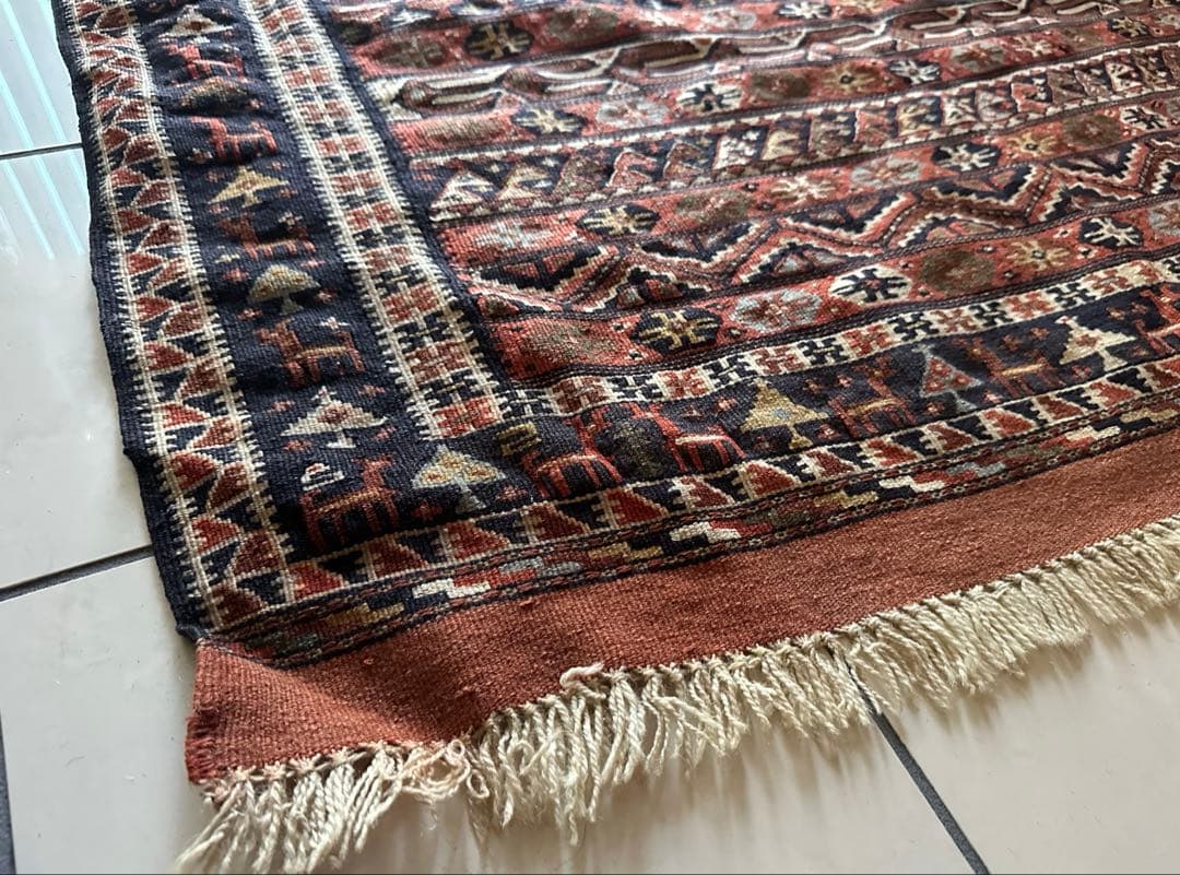 190×109 ヴィンテージラグ　手織　キリムラグ