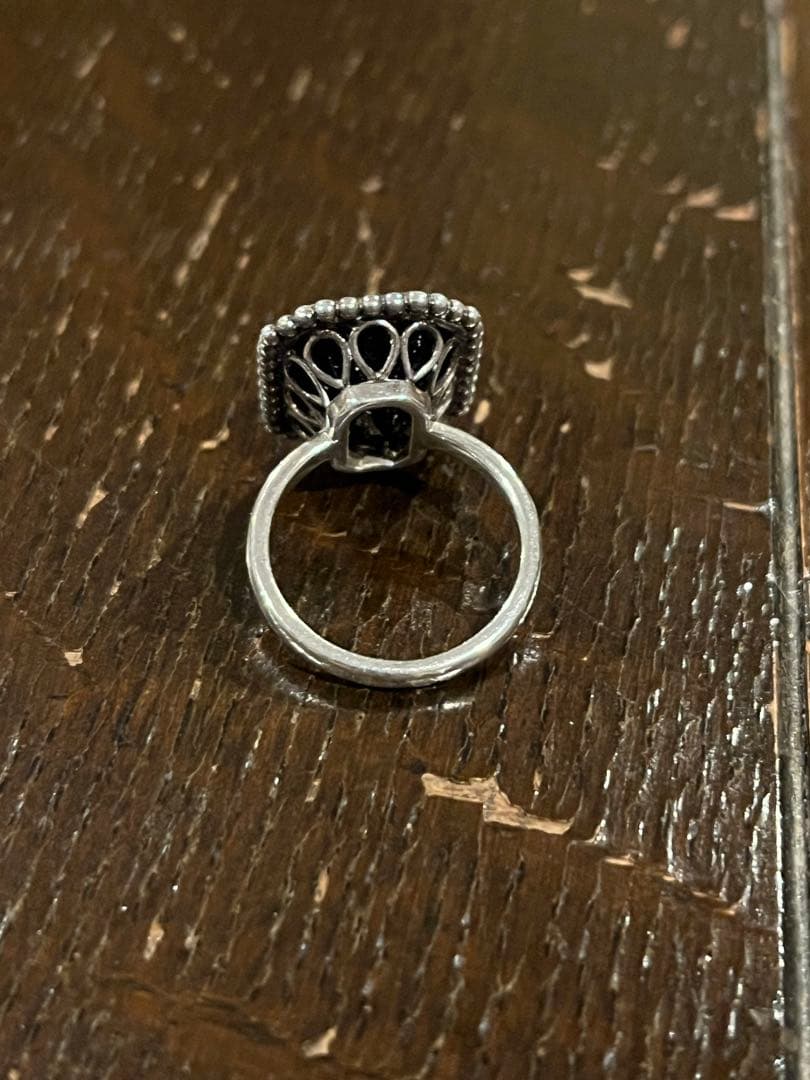 OLD TIFFANY ブラック オニキス デイジー シルバー11号くらい美品