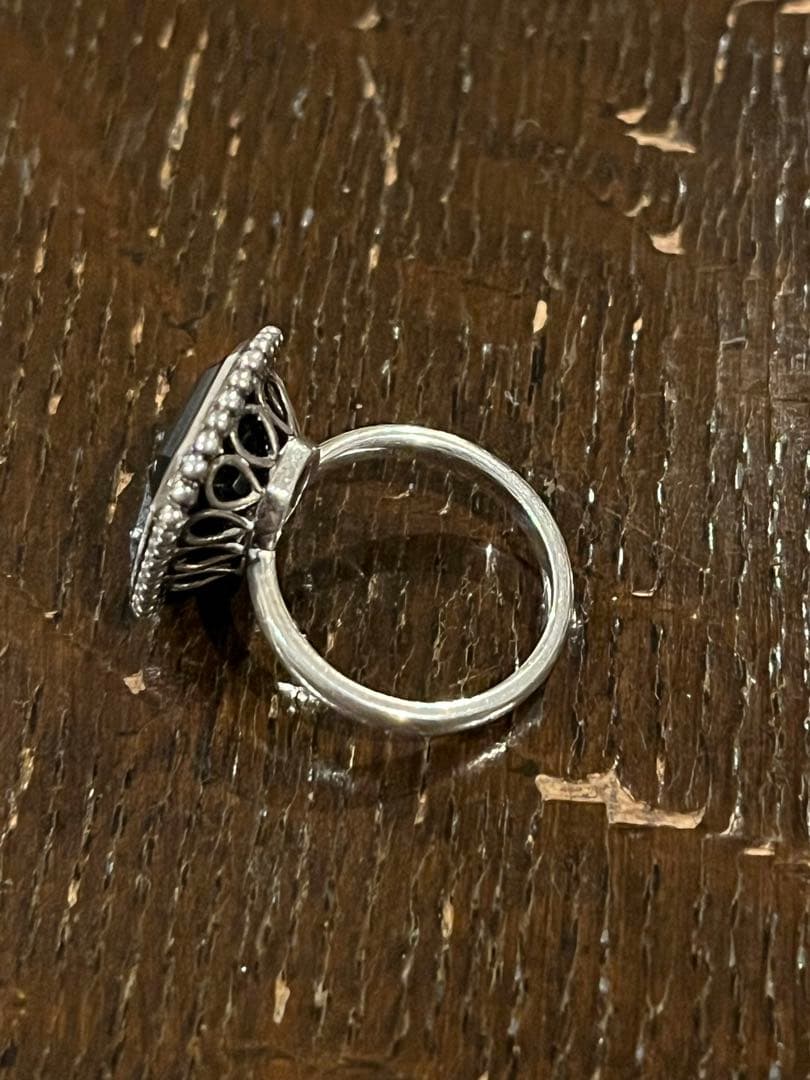 OLD TIFFANY ブラック オニキス デイジー シルバー11号くらい美品