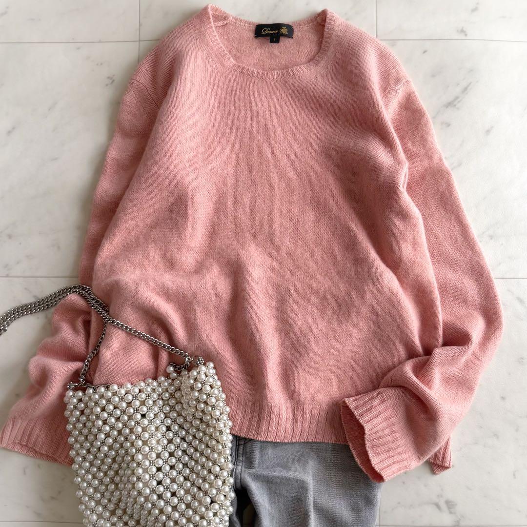美品 ドゥロワー カシミヤ100% クルーネック スリット入り ニット◆ピンク