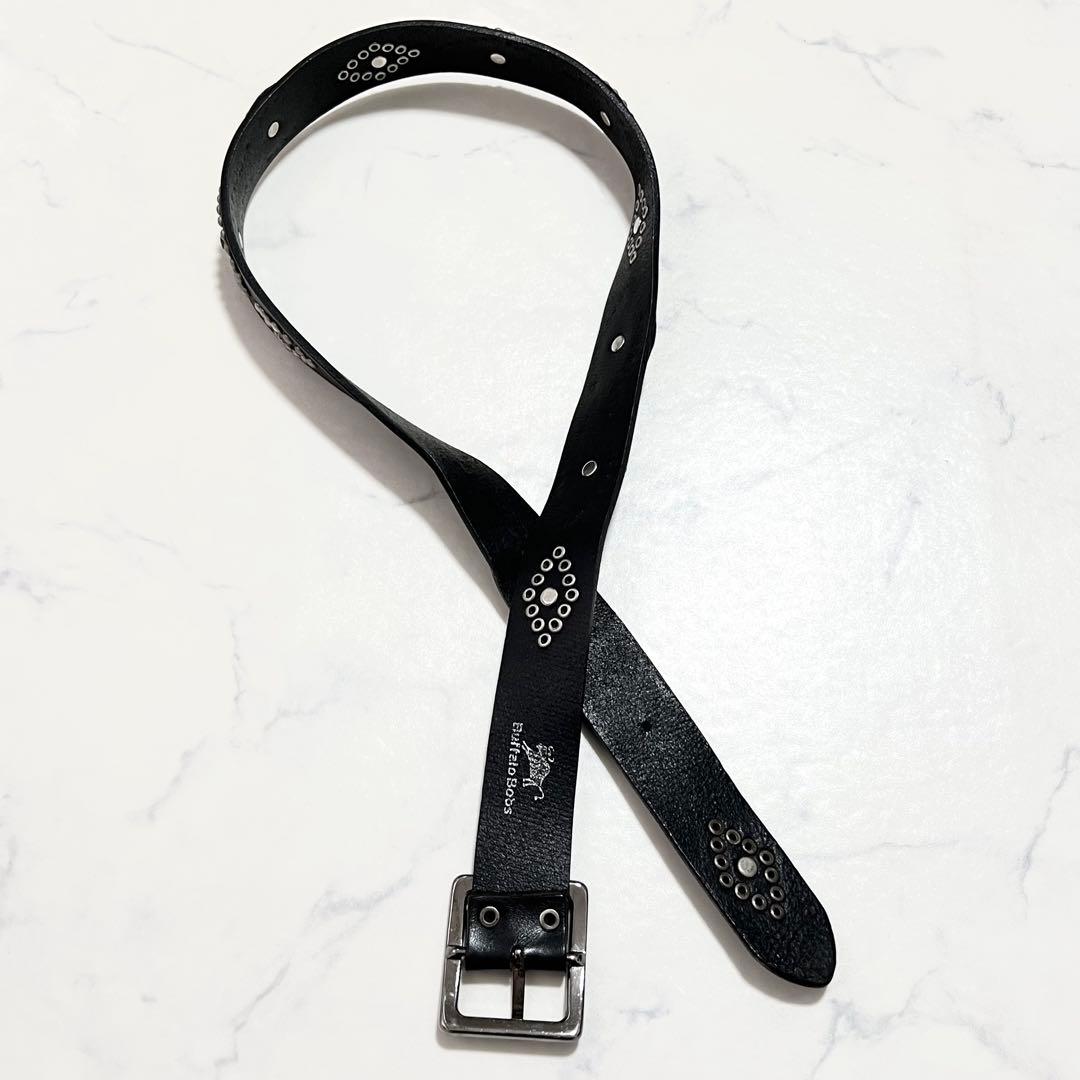 BUFFALO BOBS 本革 レザーベルト スタッズベルト 黒 ブラック