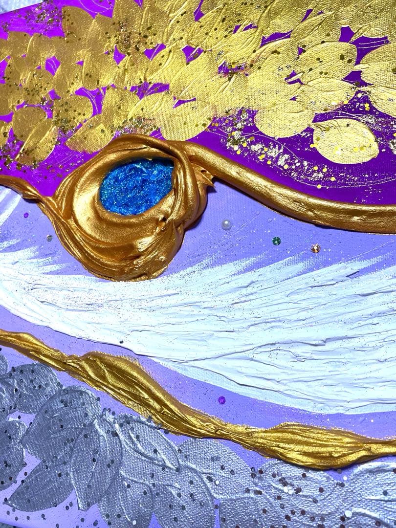 開運絵画　過去世からのメッセージ　金箔　24金　白龍　龍神様