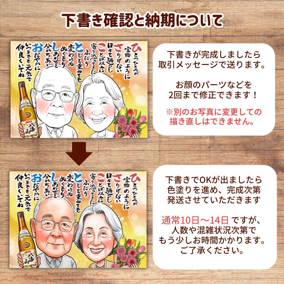 3名さま　A4サイズ【似顔絵オーダー】2セット