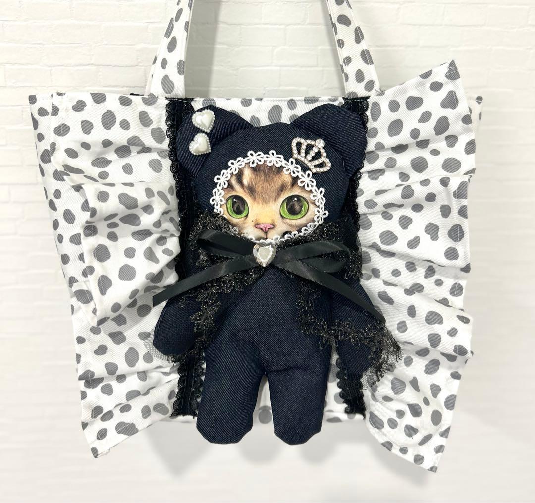 さ*ー様 コヤンイサムチョン　　デニム サンダーちゃん　フリルトートバッグ　♡