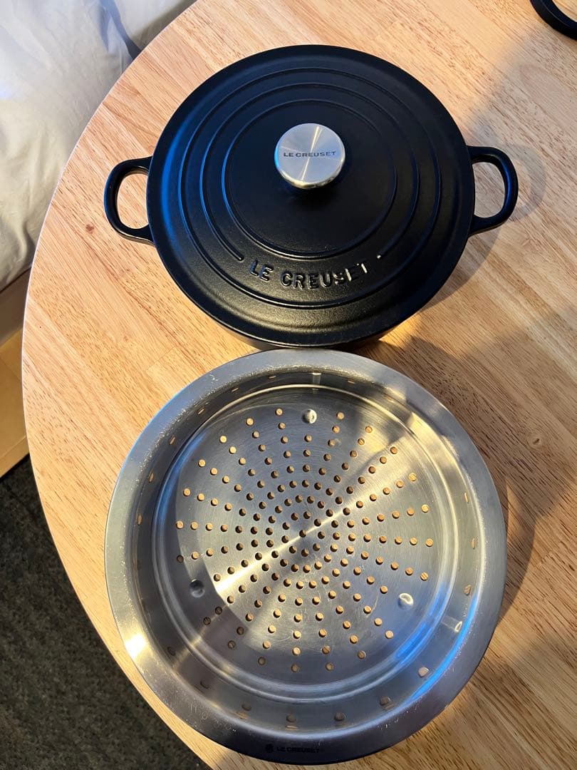 LE CREUSET 両手鍋 24cm ステンレス蒸し器付き