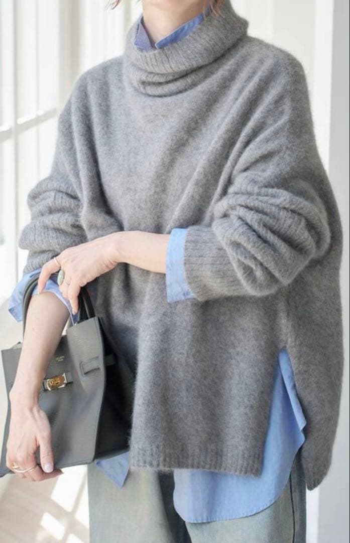 Spick and Span フォックスウールミックスリブタートルプルオーバー