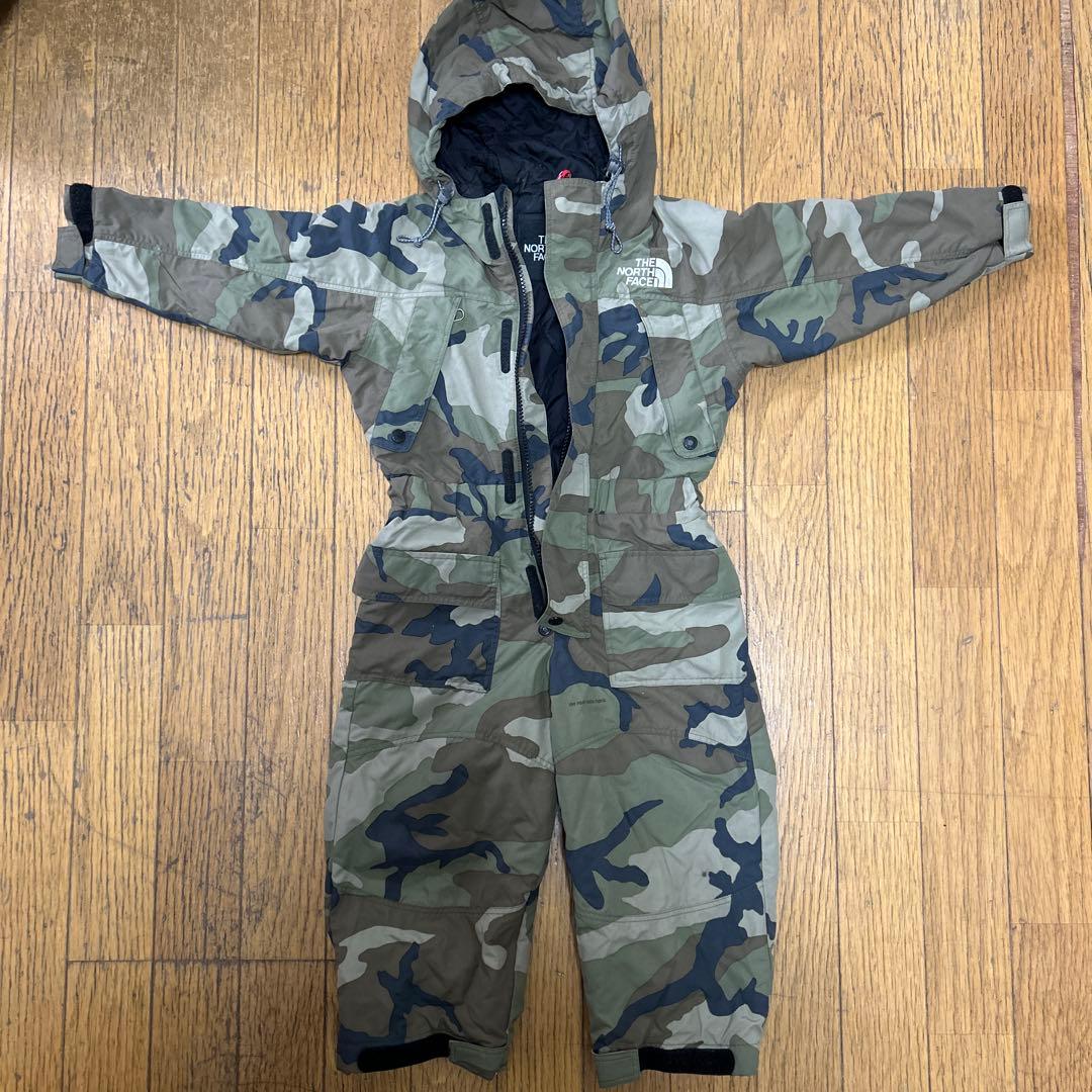 ノースフェイス 90 ジャンプスーツ スノーウエア ツナギ キルティング 迷彩