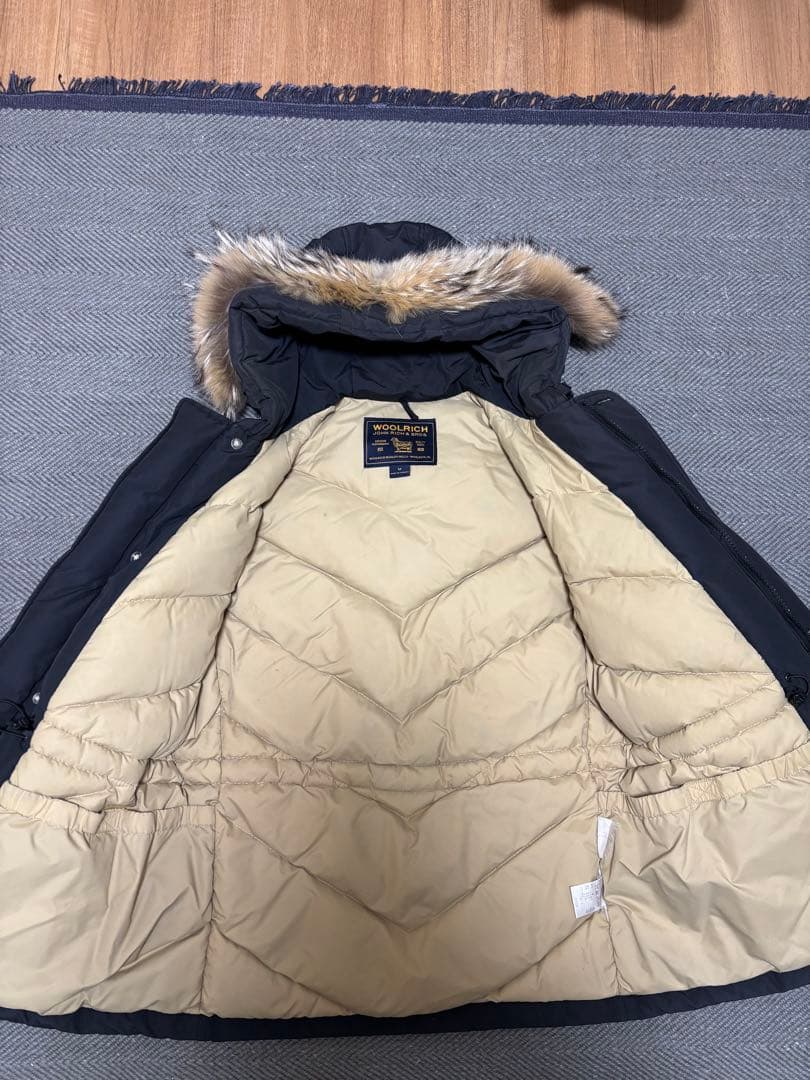 WOOLRICH ダウンジャケット M ネイビー ファー付き
