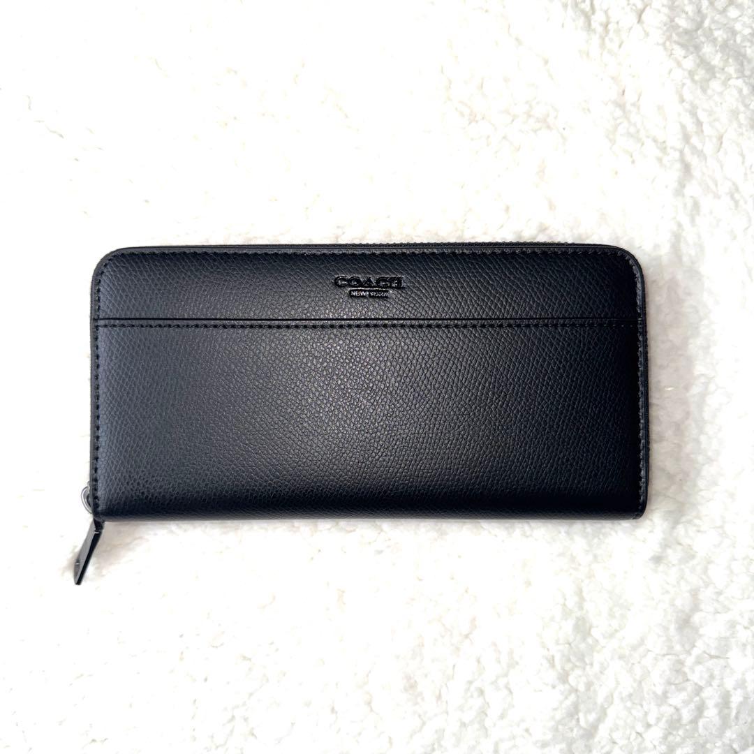 リンク様 COACH メンズ長財布 ブラック F74977