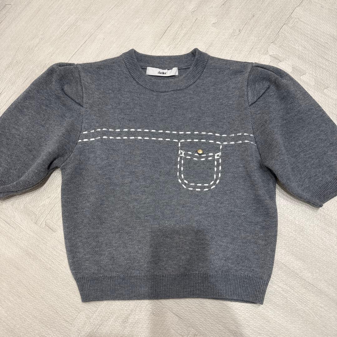 【超美品】half sleeve stitch knit tops シェリエ