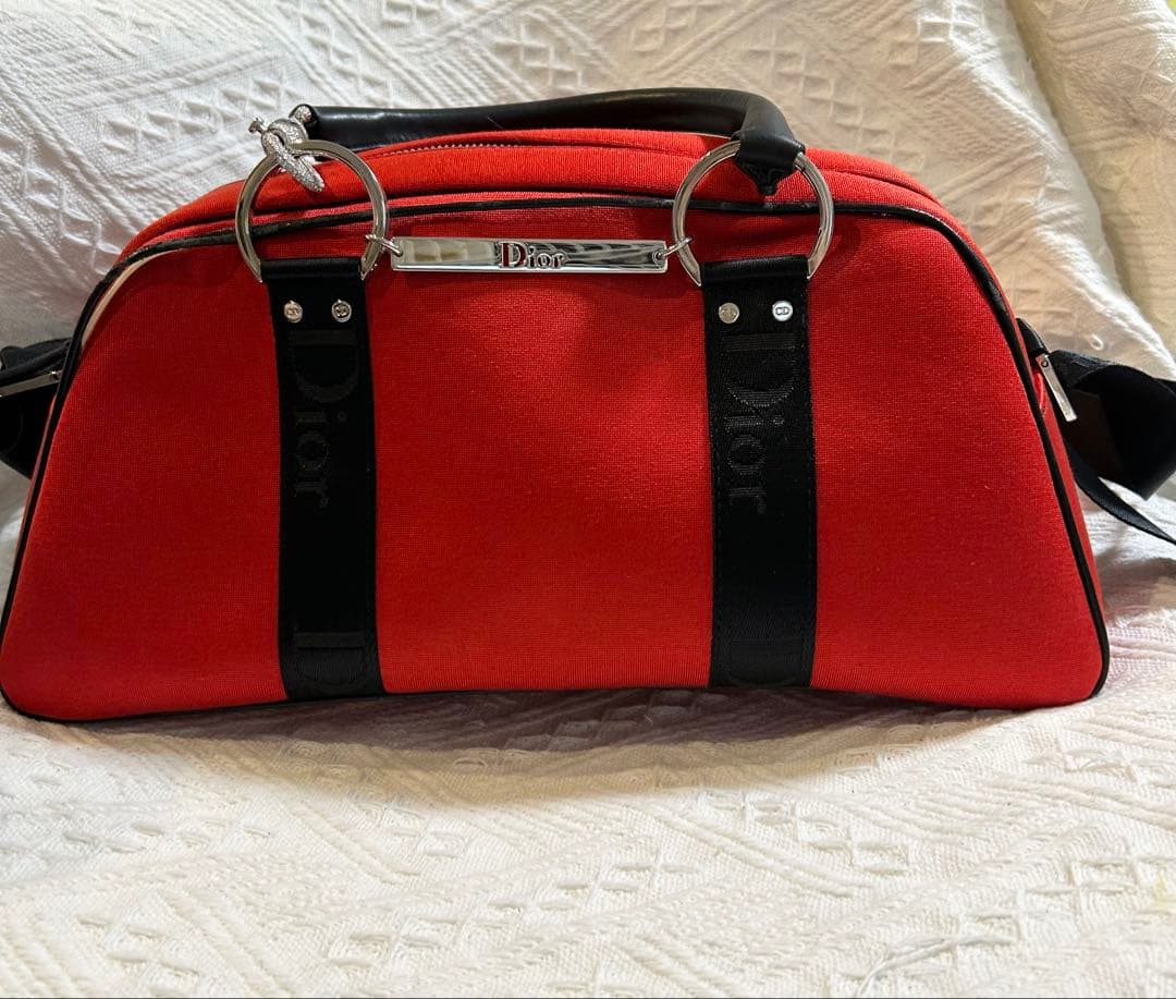 ゆ*ー様 クリスチャンディオール ハンドバッグ ショルダーバッグ 赤 ラインスト