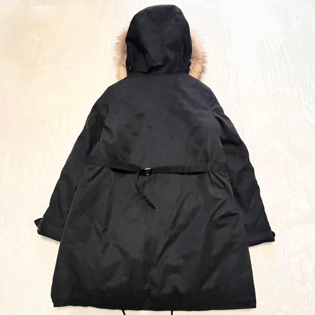 【美品】ナノユニバース　西川ダウンモッズコート　ラクーンファーブラック N3B