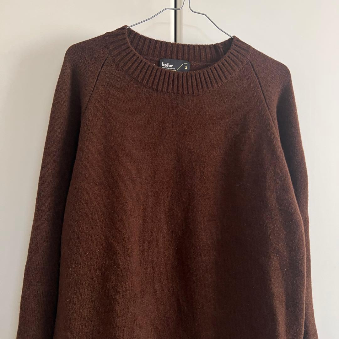 KOLOR 21AW 異素材 ドッキング ウール レイヤード ニット セーター