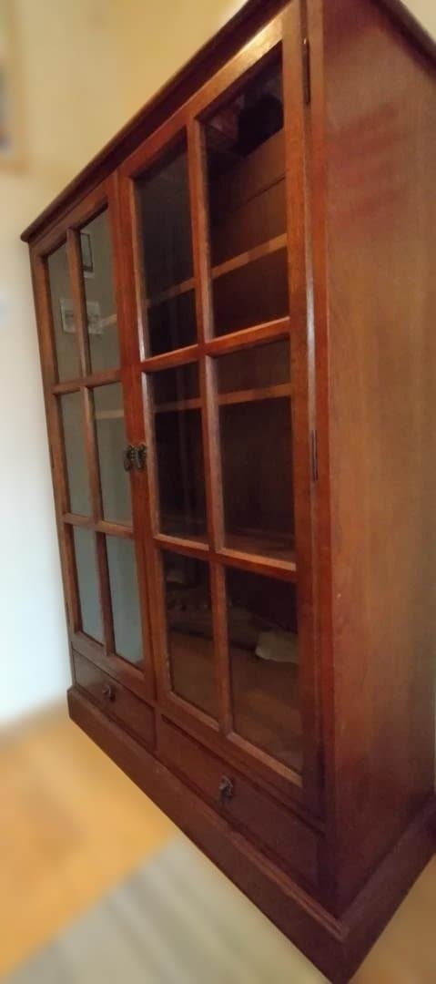 カントリーハウス 木製ガラス扉キャビネット 4段棚付き 三越ブルージュ