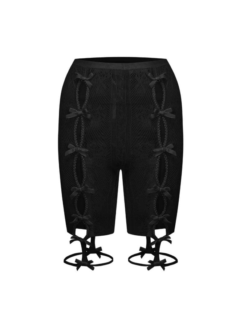 Nodress 2024ss ブラック リボン レース ストッキング　五分丈