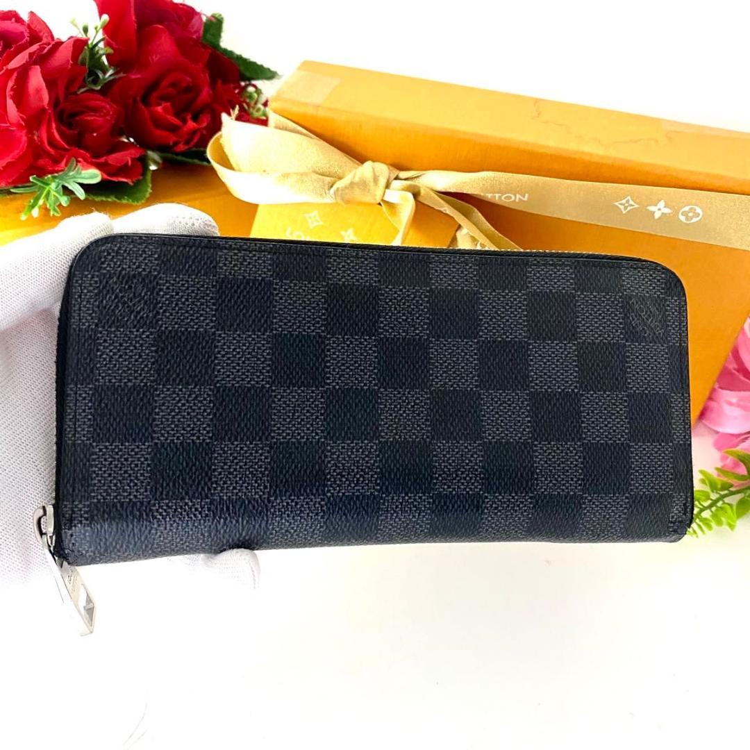 ルイ ヴィトン◎ダミエ グラフィット ラウンドファスナー 長財布 ブラック