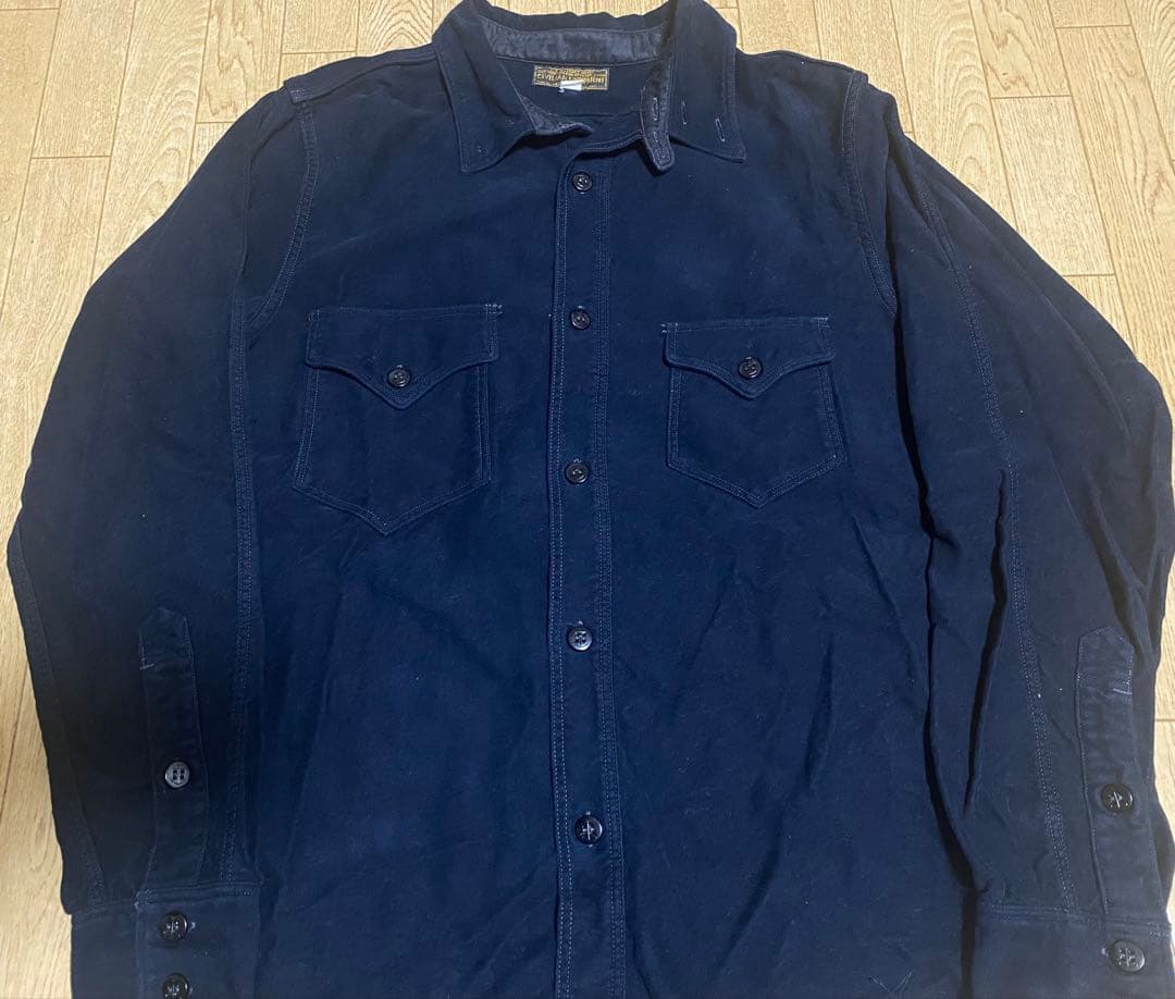 フリーホイーラーズ DECK SHIRT サイズ17 ネイビー フランネル 美品