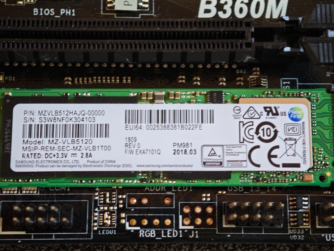 ASRock B360M マザーボード Micro ATX CPU 他 装着済