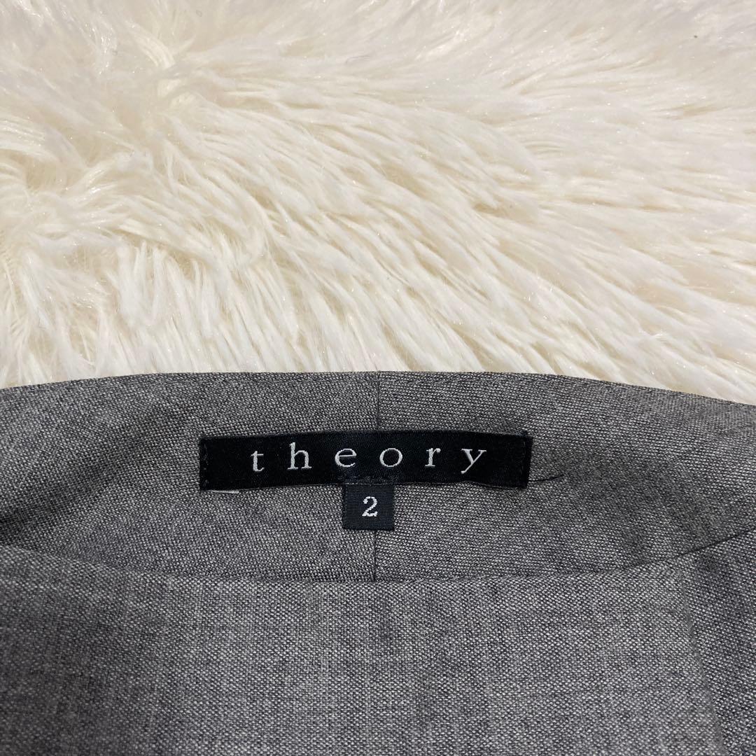 theory セットアップ ノーカラースーツ グレー 2 オフィス フォーマル