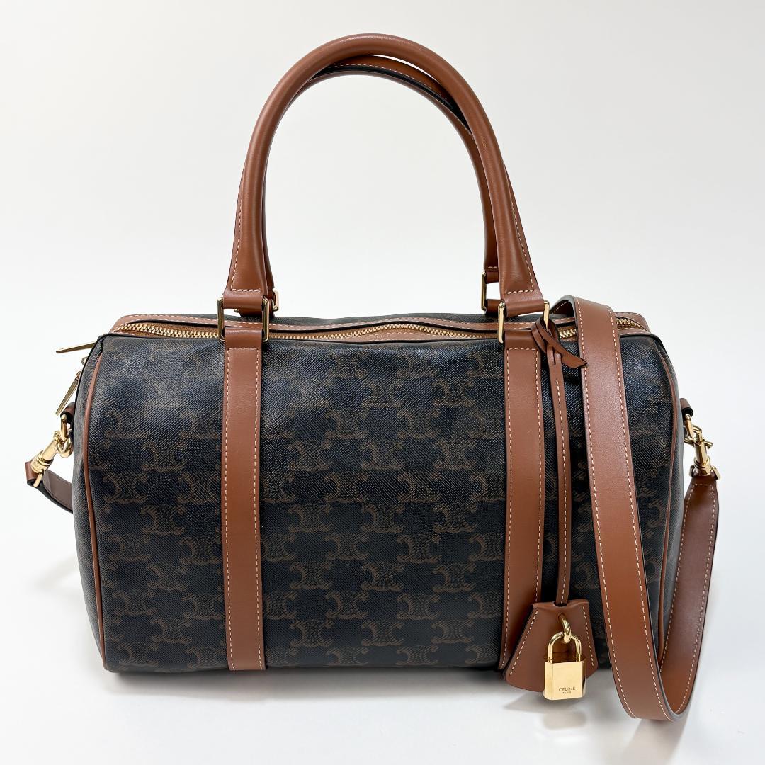美品 CELINE ラージボストン / トリオンフキャンバス & カーフスキン