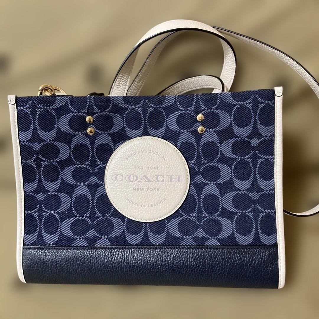 （新品）COACH ネイビー ホワイト トートバッグ