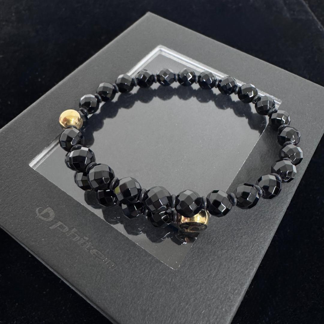 【美品】 ファイテン クリスタル ブレスレット オニキス フリーL