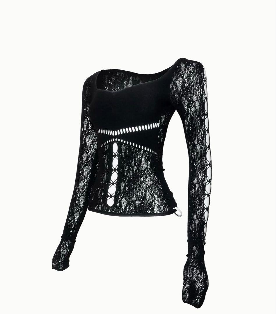 トップス theredthread Sruched sculpt body lace