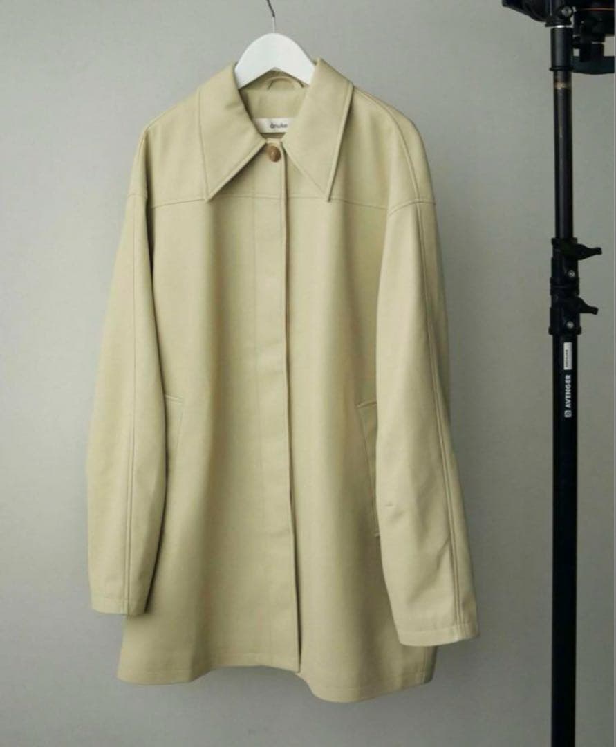 【anuke】Ecoleather Over Jacket 38 クリーム