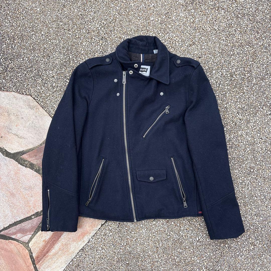 Levi's ライダース　ジャケット　ジップ　短丈　ウールジャケット　ブラック