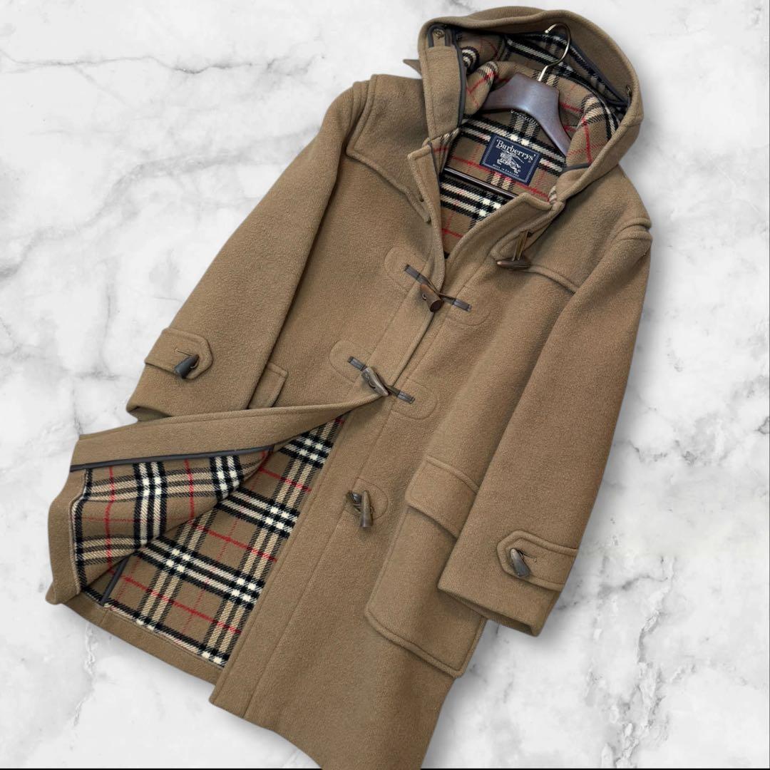 【大きめ3〜4L】バーバリー ダッフルコート　ノバチェック　キャメル　ウール