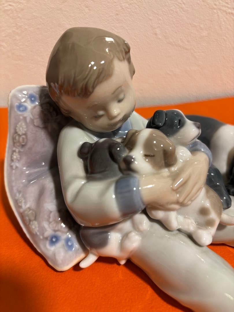 リアドロ　置物　子犬と少年　美品