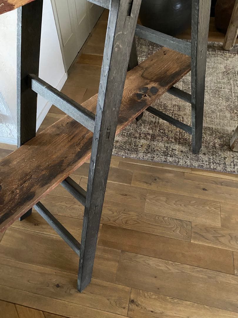 アンティーク脚立＋板2枚　GALLUP 古材　個性的な棚