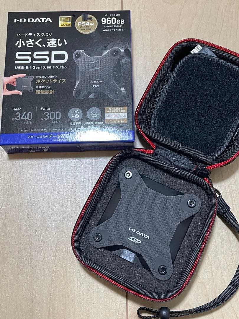 ◻️新品 I-O DATA ポータブルSSD 960GB 耐衝撃 ケース付き