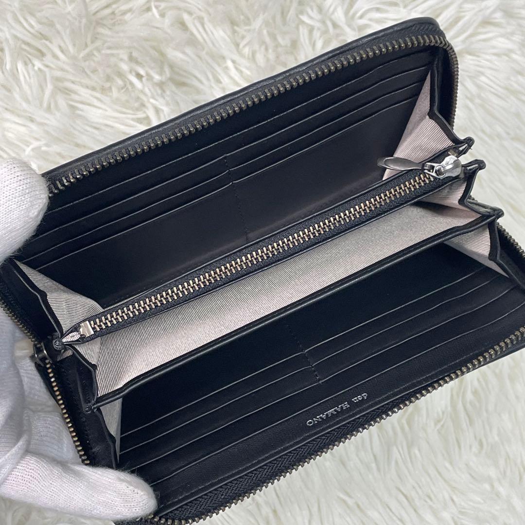 極美品 ラウンドファスナー イントレチャート リッシュブルジョン デンハマノ 黒