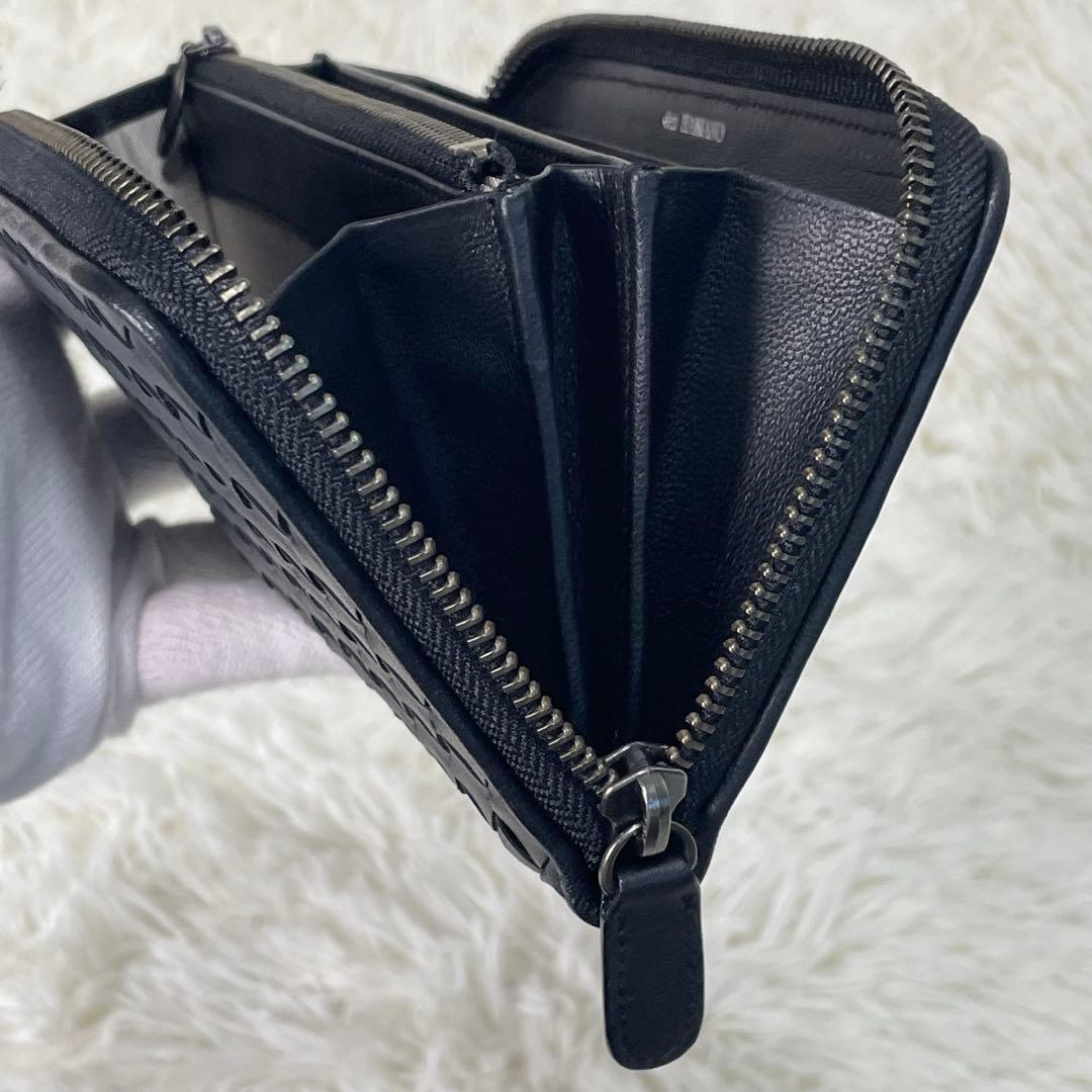 極美品 ラウンドファスナー イントレチャート リッシュブルジョン デンハマノ 黒