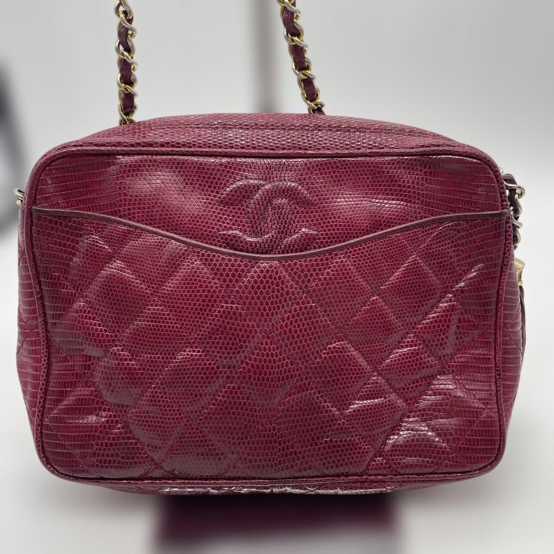 CHANEL シャネル リザード　チェーン　ショルダーバッグ マトラッセル