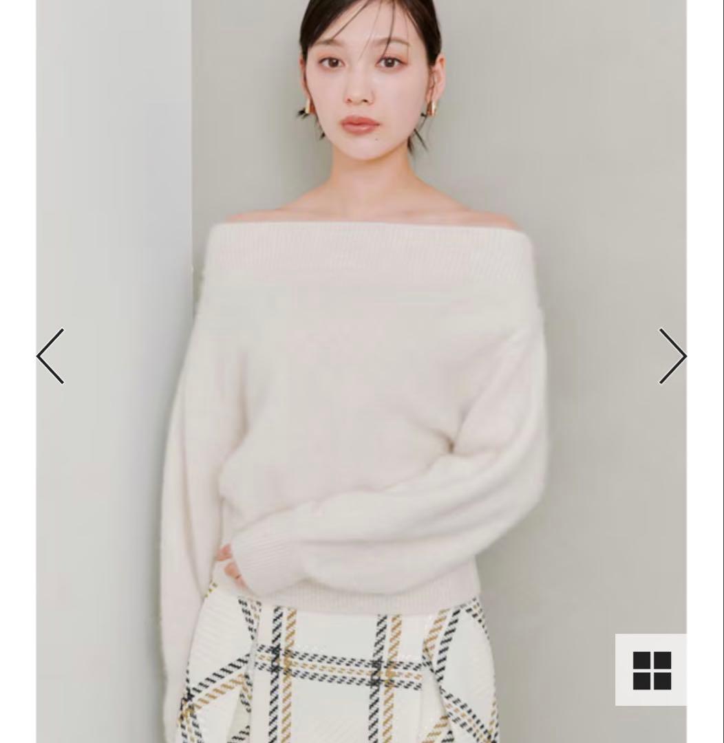 スナイデル snidel フォックスアルパカオフショルプルオーバー アイボリー