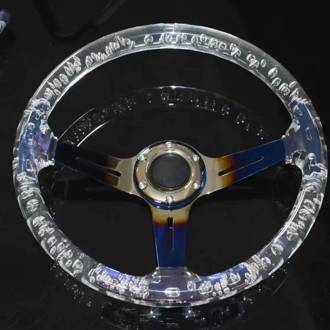 クリアブルー 3スポーク ステアリングホイール 14インチ