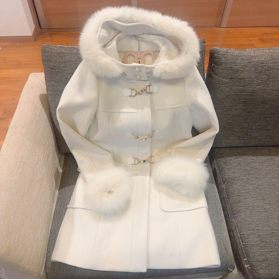 【新品タグ付き】CECIL McBEE ファー付きダッフルコートホワイト / M