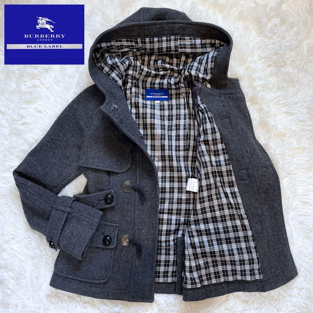 BURBERRY ブルー レーベル ノバチェック ダッフルコート ダークグレー