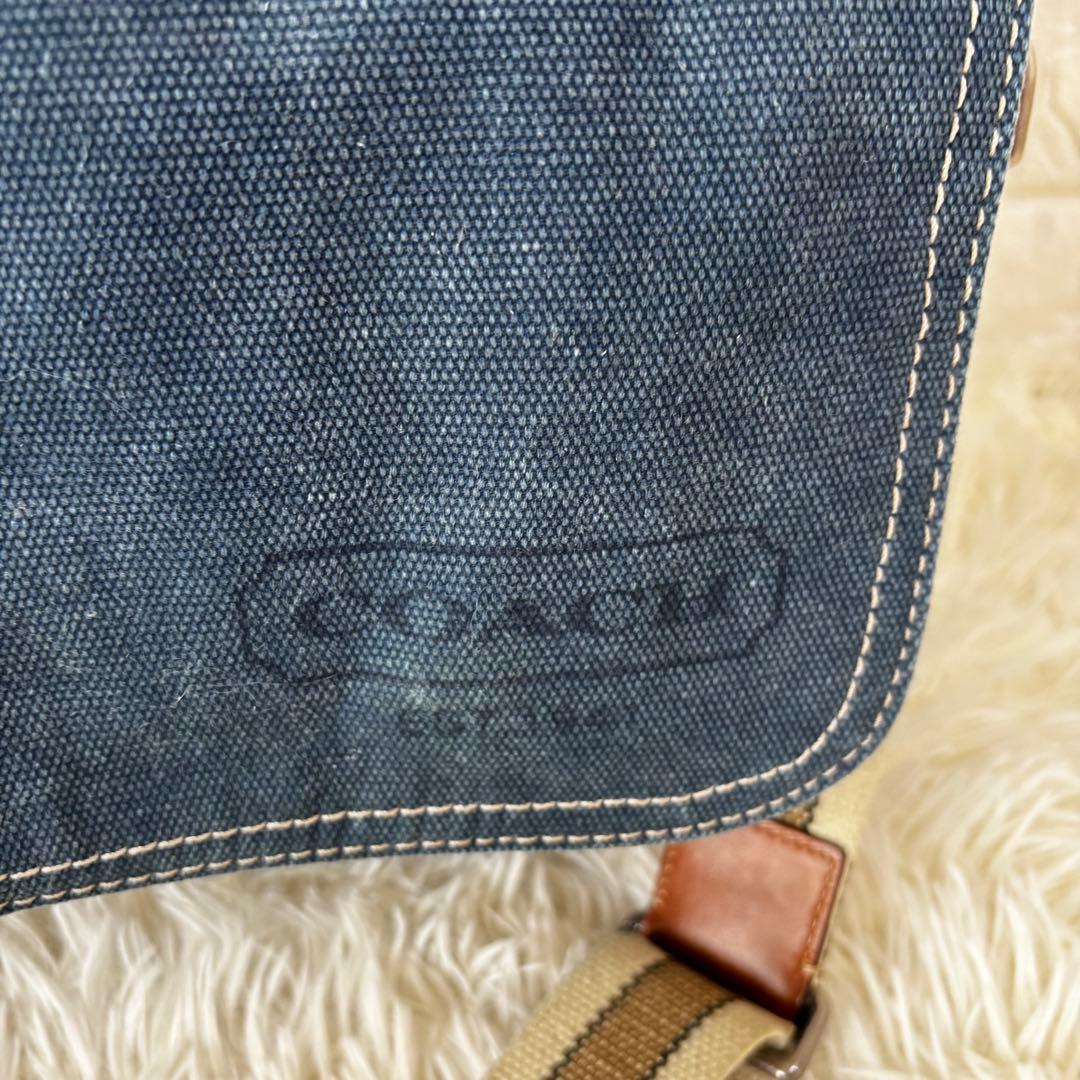 COACH✨70381 デニム　メッセンジャーメンズバッグ　フラップ　インディゴ