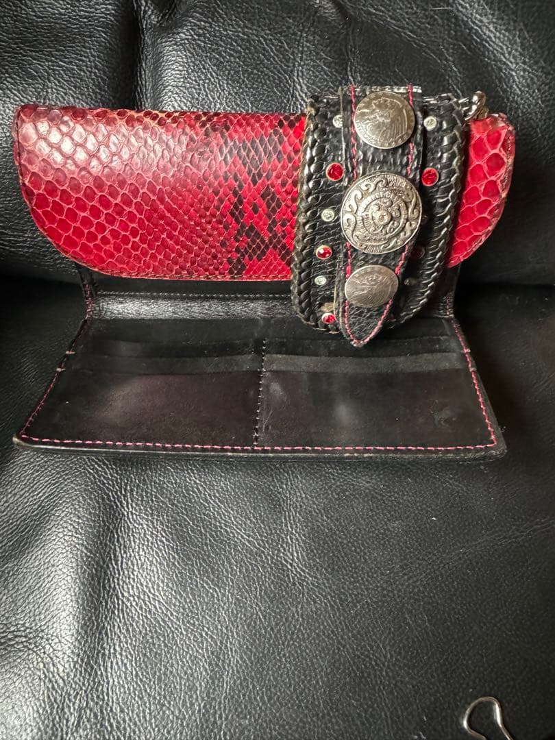 優*舞様 アルズニ　長財布　レッドパイソン　ライダース　オーダー品