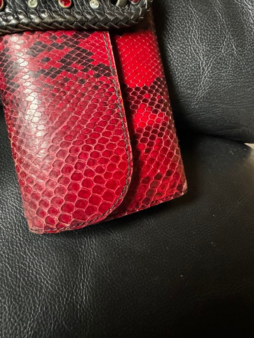 優*舞様 アルズニ　長財布　レッドパイソン　ライダース　オーダー品