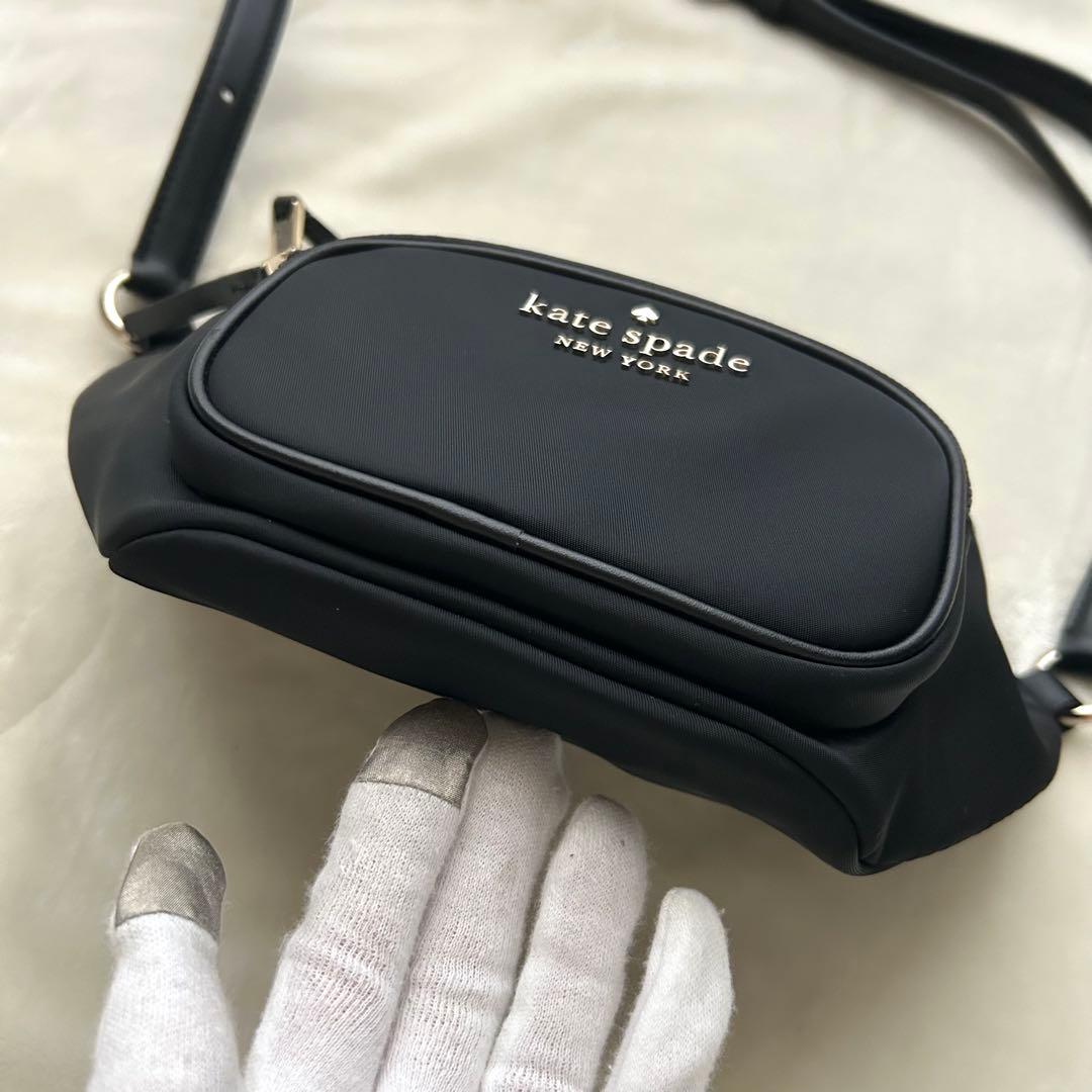 美品 ケイトスペード ボディバッグ ウエストポーチ ナイロン 黒