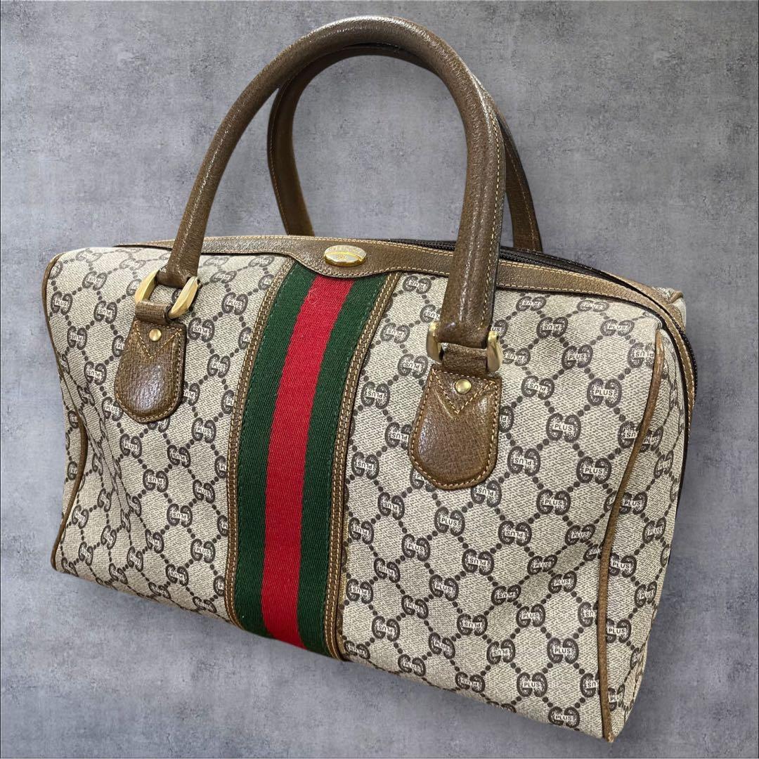 オールドグッチ ミニボストンバッグ GGスプリーム シェリーライン GUCCI