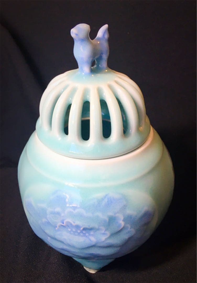 香炉　青磁　鍋島焼　小笠原長春造