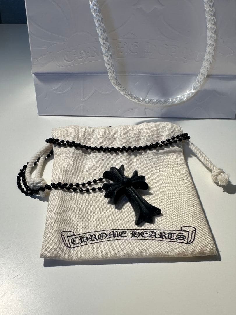 クロムハーツ ラバーネックレス クロス ブラックラメ 新品未使用 正規品