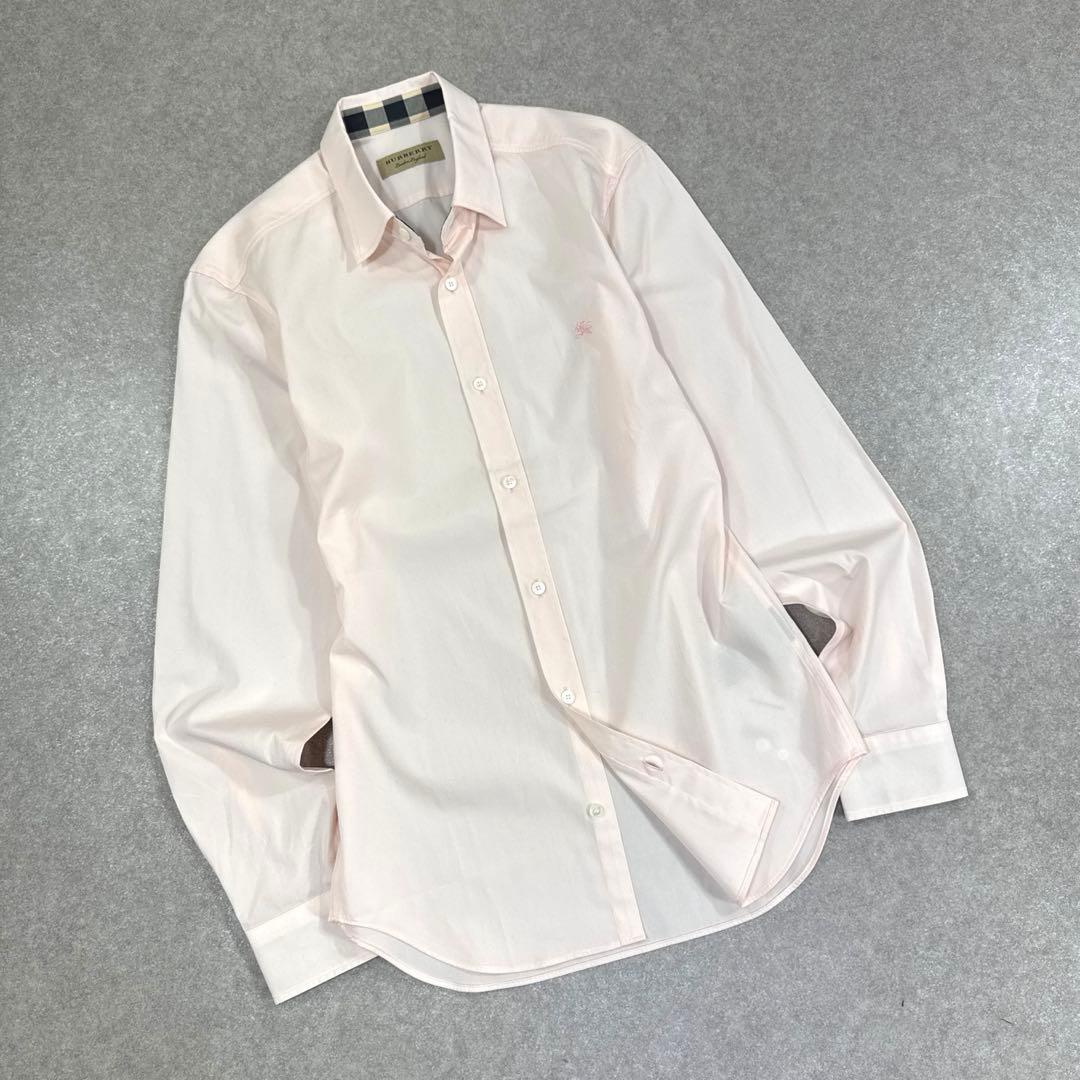 BURBERRY バーバリー 長袖 シャツ ピンク 内ノバチェック 刺繍ロゴ S