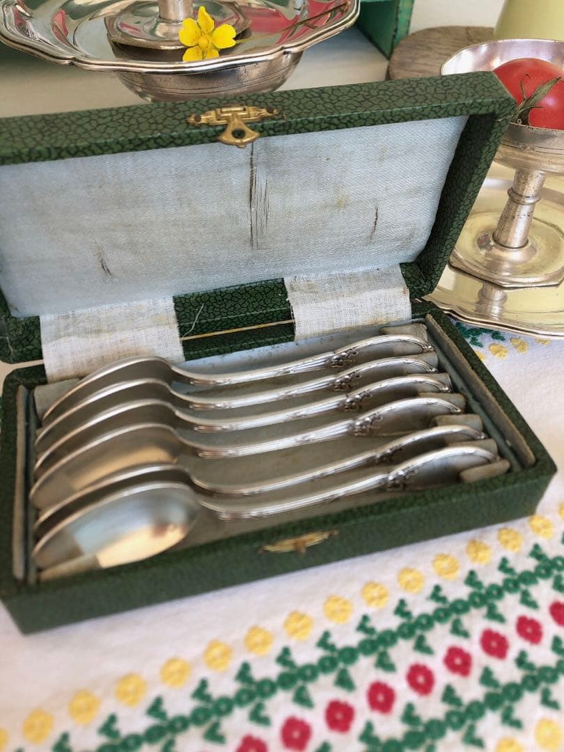 フランスアンティーク　箱付スプーン　6本セット　フランスアンティークカトラリー