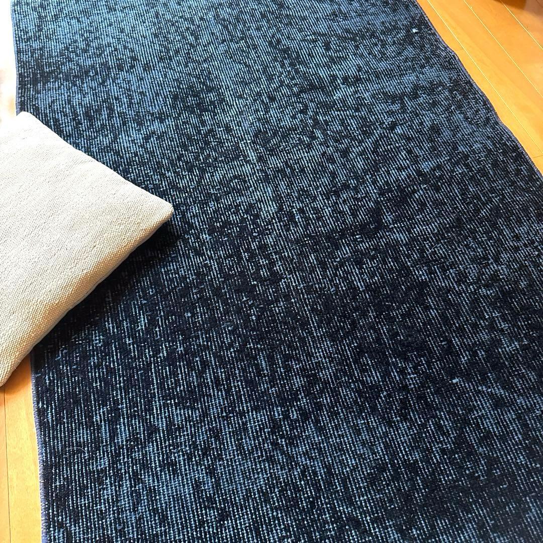 84×171 貴重藍色オーバーダイ　人気ワンカラー　トルコヴィンテージラグ